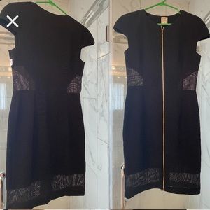 L'AGENCE Black Zip Front Mesh Cut Out Dress Size